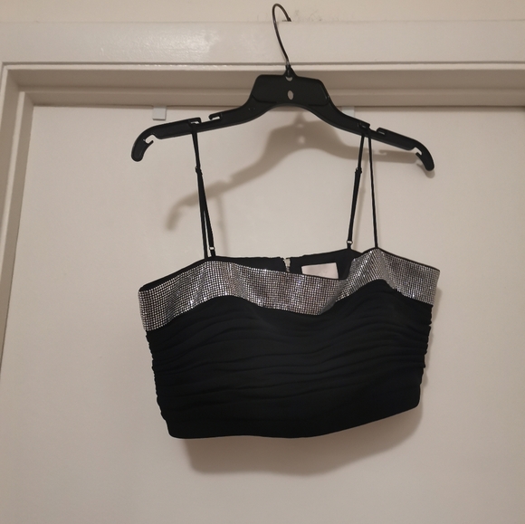 Cinq à Sept Elisabeth Rhinestone Crop Top, Size:M.New Without Tag - Picture 5 of 8